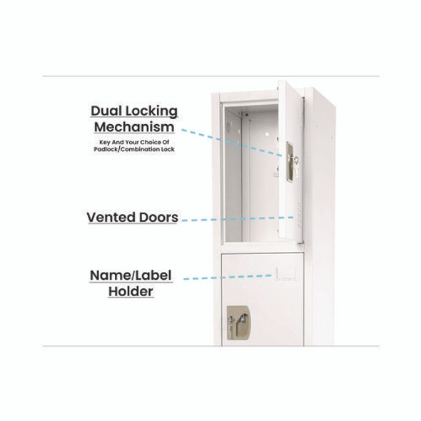 Steel Storage Locker, 4 Compartment, 12 x 12 x 72, White