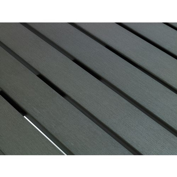 Eveleen Outdoor Bistro Patio Table with Four Gray Powder-Coated Polymer Barstools, Round, 41"h, White