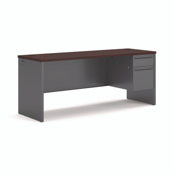 38000 Series Right Pedestal Credenza, 72w x 24d x 29.5h, Mahogany/Charcoal