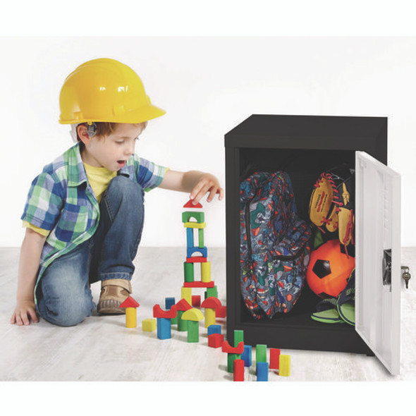 Steel Storage Locker, 1 Compartment, 15 x 15 x 24, Black Body/White Doors