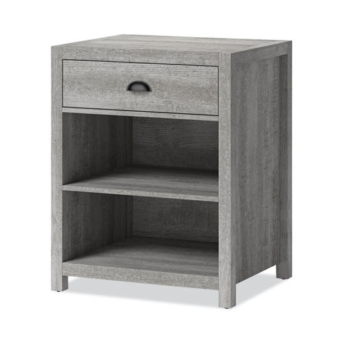 Fallbrook Printer Stand, Engineered Wood, 3 Shelves, 1 Drawer, 50 lb Capacity, 24" x 20" x 30.25", Smoked Ash