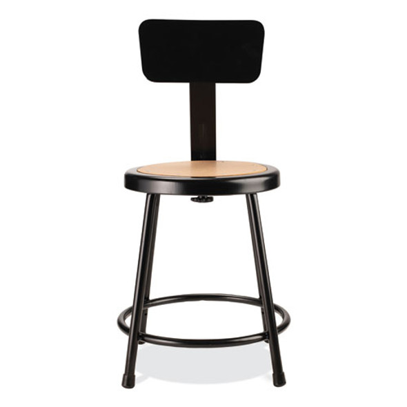 6200 Series Heavy Duty Stool with Backrest, Supports Up to 500 lb, 18" Seat Height, Brown Seat, Black Back/Base