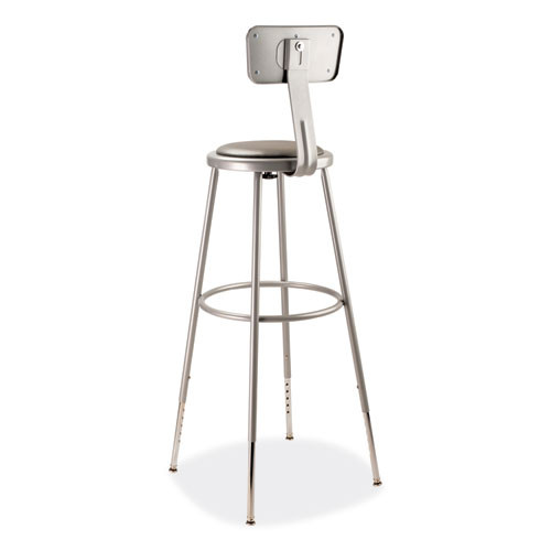 6400 Series Height Adjustable Heavy Duty Padded Stool with Backrest, Supports 300 Up to lb, 32" to 39" Seat Height, Gray