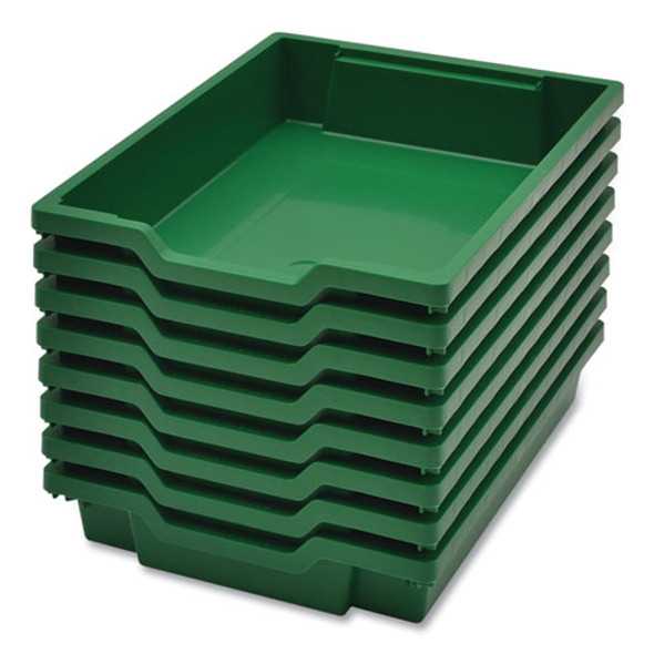 F1 Shallow Trays for Gratnells Storage Frames and Trolleys, 1.85 gal Capacity, 12.28" x 16.81" x 3.25", Grass Green, 8/Pack