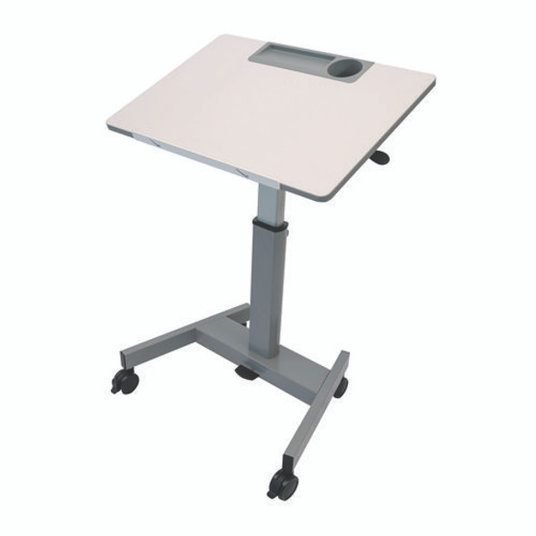 Pneumatic Adjustable Height Flip Top Student Desk, 27.5 x 19.5 x 26.25 to 42, White/Gray