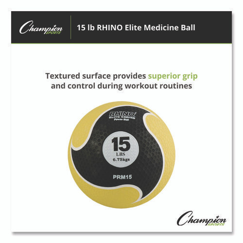 Rhino Elite Medicine Ball, 15 lb, Yellow