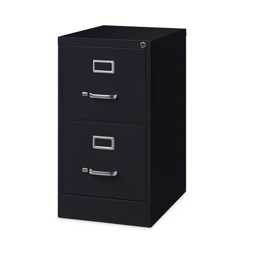 Two-Drawer Economy Vertical File, Letter-Size File Drawers, Black, 15" x 22" x 28.37"