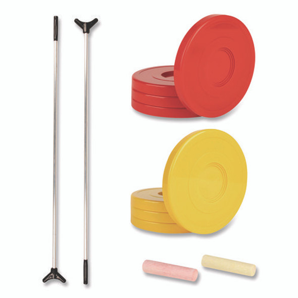 Economy Shuffleboard Set, 15-ft Court, Four 51" Cues, Eight Discs