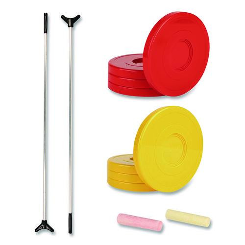 Economy Shuffleboard Set, 15-ft Court, Four 51" Cues, Eight Discs