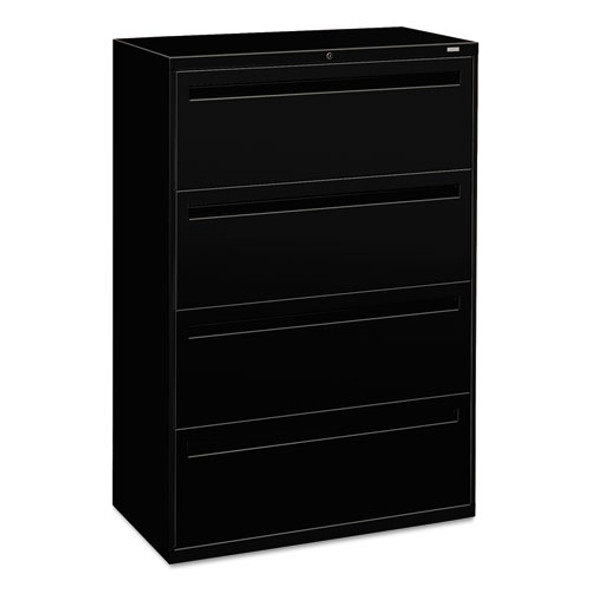 Brigade 700 Series Lateral File, 4 Legal/Letter-Size File Drawers, Black, 36" x 18" x 52.5"