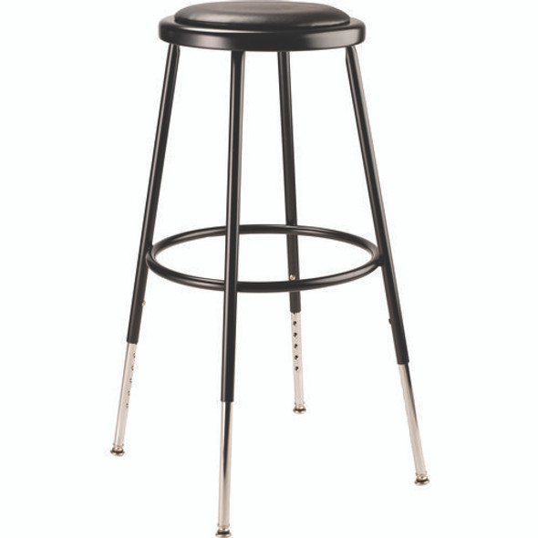 6400 Series Height Adjustable Heavy Duty Vinyl Padded Steel Stool, Supports 500 lb, 25" to 33" Seat Height, Black Seat/Base