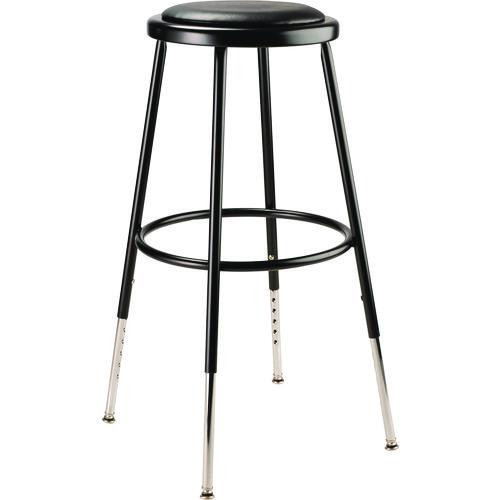 6400 Series Height Adjustable Heavy Duty Vinyl Padded Steel Stool, Supports 500 lb, 25" to 33" Seat Height, Black Seat/Base