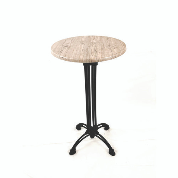 Topalit Tables, Round, 24" dia x 42"h, Washington Pine Top, Black Aluminum Base/Legs