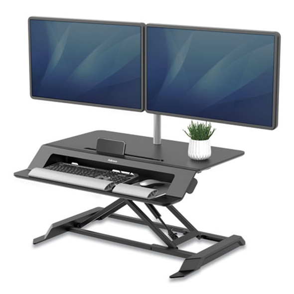 Lotus LT Sit-Stand Workstation, 34.38" x 28.38" x 7.62", Black