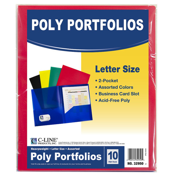 Two-Pocket Heavyweight Poly Portfolio Folder, Primary Colors, 10 Per Pack, 2 Packs Two-Pocket Heavyweight Poly Portfolio Folder, Primary Colors, 10 Per Pack, 2 Packs
