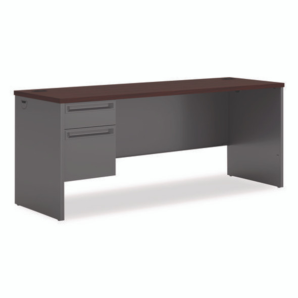 38000 Series Left Pedestal Credenza, 72w x 24d x 29.5h, Mahogany/Charcoal