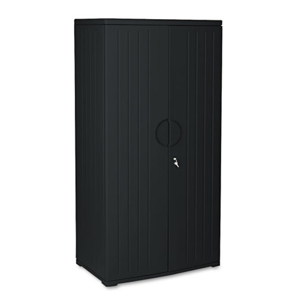 Rough n Ready Storage Cabinet, Four-Shelf, 36w x 22d x 72h, Black