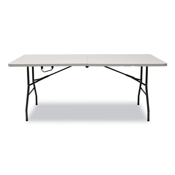 Bifold Resin Folding Table, Rectangular, 70.9" x 29.1" x 30", White Granite Top, Gray Base/Legs, 2/Pack