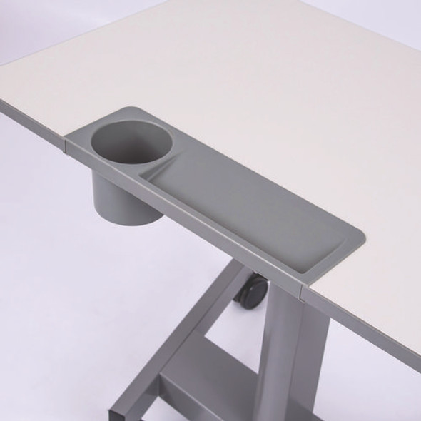 Pneumatic Sit Stand Desk, 27.5 x 19.5 x 26.25 to 42, White/Gray