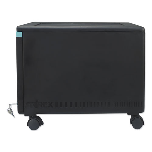 Single-Drawer Mobile Filing Cabinet, 1 Legal/Letter-Size File Drawer, Black/Teal, 14.75" x 18.25" x 12.75"
