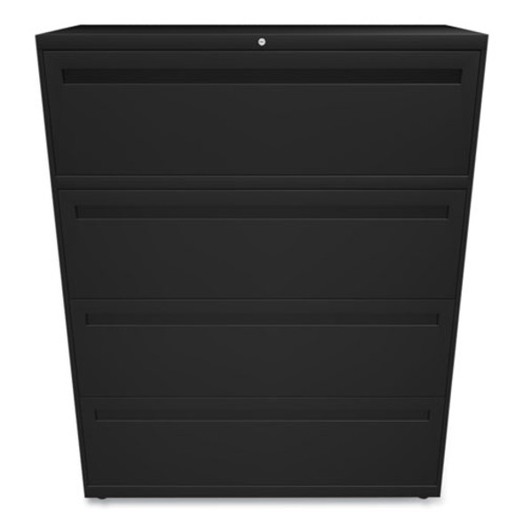 Brigade 700 Series Lateral File, 4 Legal/Letter-Size File Drawers, Black, 42" x 18" x 52.5"