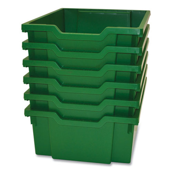 F2 Deep Trays for Gratnells Storage Frames and Trolleys, 3.57 gal Capacity, 12.28" x 16.81" x 6.25", Grass Green, 6/Pack