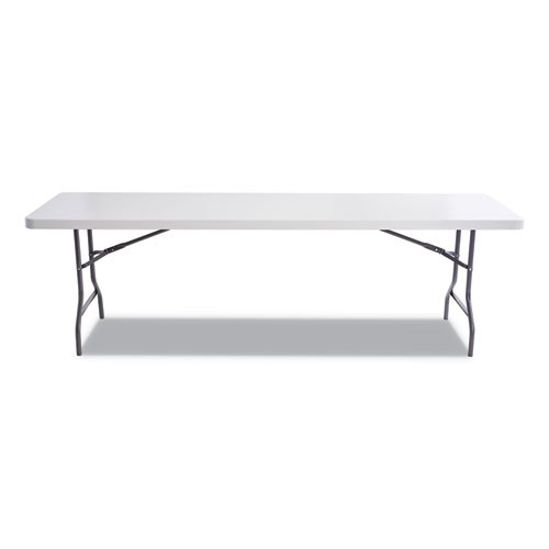Resin Rectangular Folding Table, Square Edge, 96w x 30d x 29h, Platinum