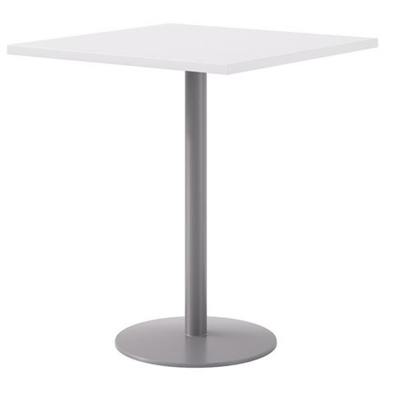 Pedestal Bistro Table with Four Espresso Jive Series Barstools, Square, 36 x 36 x 41, Designer White