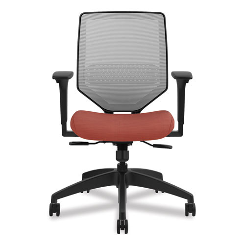 Solve Series Mesh Back Task Chair, Supports Up to 300 lb, 18" to 23" Seat Height, Bittersweet Seat, Fog Back, Black Base