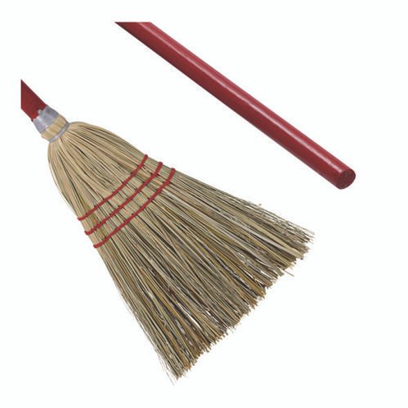 Corn/Fiber Brooms, Corn/Synthetic Fiber Bristles, 36" Overall Length, Gray/Natural, 12/Carton
