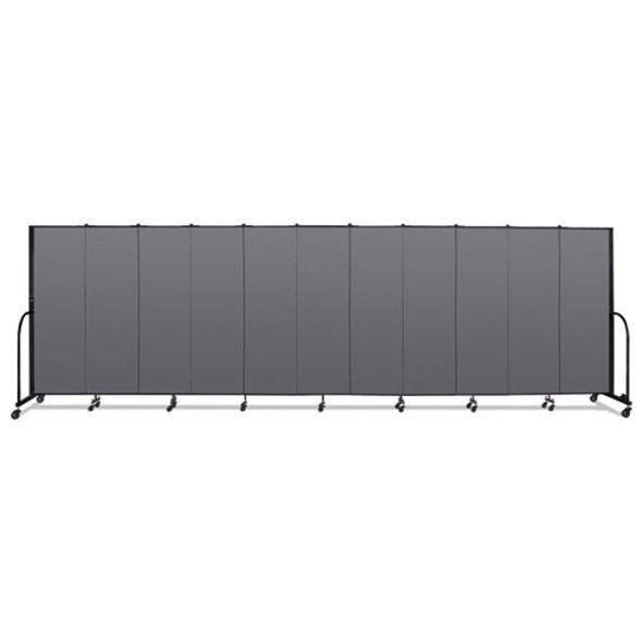 Portable Room Divider, 20 ft 5" x 0.75" x 6 ft, Vinyl/Fiberglass/Steel, Gray
