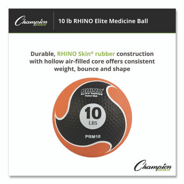 Rhino Elite Medicine Ball, 10 lb, Orange