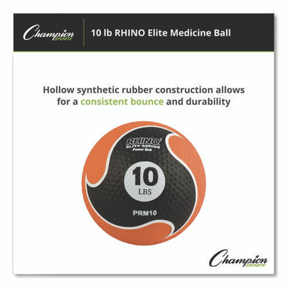 Rhino Elite Medicine Ball, 10 lb, Orange