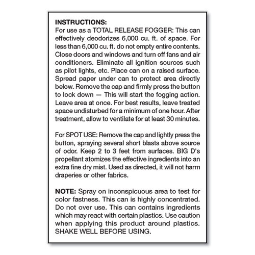 Odor Control Fogger, Original Scent, 5 oz Aerosol Spray, 12/Carton