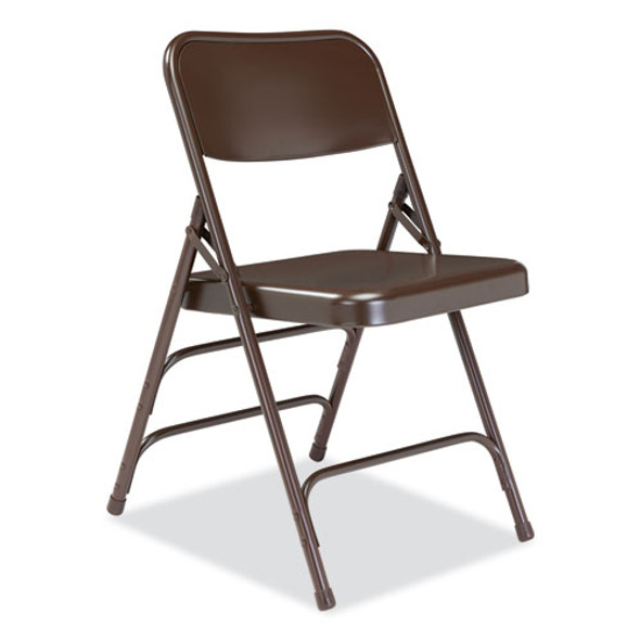 300 Series Deluxe All-Steel Triple Brace Folding Chair, Supports Up to 480 lb, 17.25" Seat Height, Brown, 4/Carton