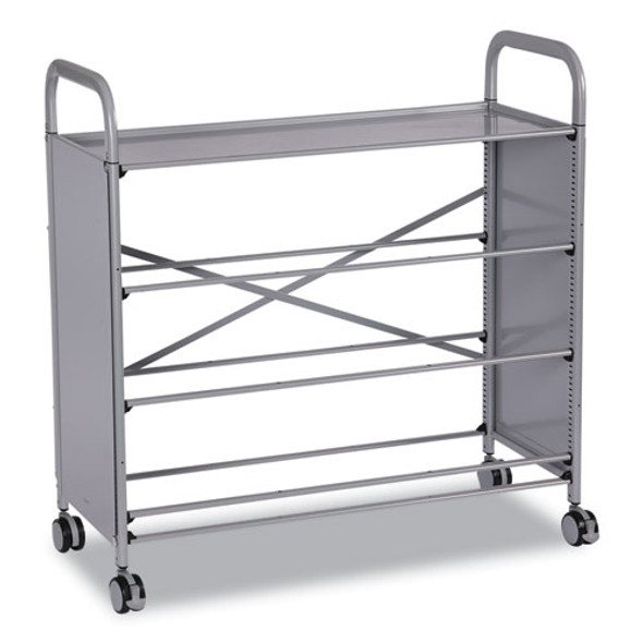 Callero Plus Treble Column Trolley Set 16, Metal, 1 Shelf, 6 F2 Deep Bins, 40.6" x 17.3" x 41.5", Silver/Grass Green