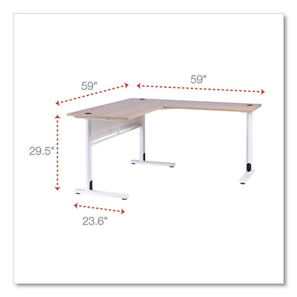 L-Shaped Writing Desk, 59.05" x 59.05" x 29.53", Beigewood/White