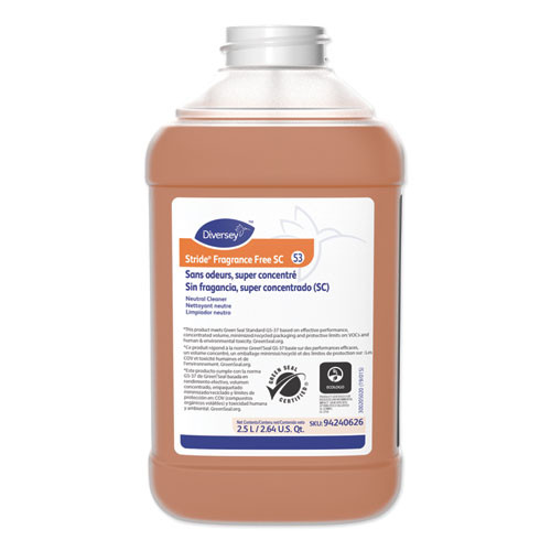 Stride Neutral Cleaner, Fragrance Free, 2.5 L Bottle