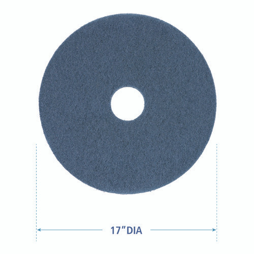 Scrubbing Floor Pads, 17" Diameter, Blue, 5/Carton