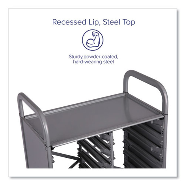 Callero Plus Treble Column Trolley Set 13, Metal, 1 Shelf, 12 F2 Deep Bins, 40.6" x 17.3" x 41.5", Silver/Light Gray