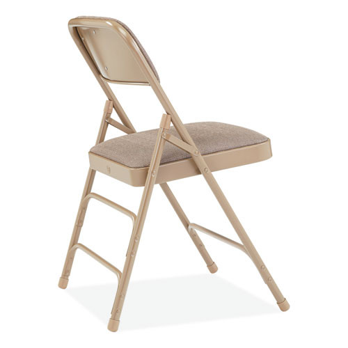 2300 Series Fabric Triple Brace Double Hinge Premium Folding Chair, Supports Up to 500 lb, Cafe Beige, 4/Carton