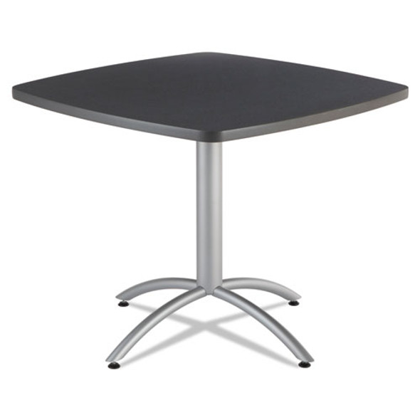 CafeWorks Cafe-Height Table, Square, 36" x 36" x 30", Graphite Granite/Silver