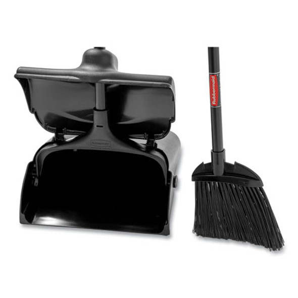 Lobby Pro Upright Dustpan, with Cover, 12.5w x 37h, Plastic Pan/Metal Handle, Black