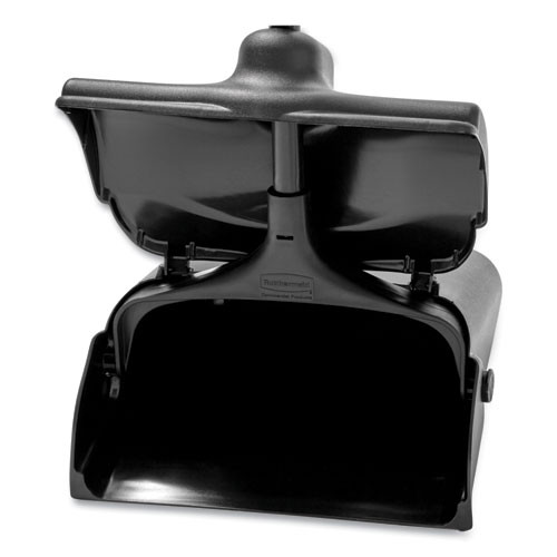 Lobby Pro Upright Dustpan, with Cover, 12.5w x 37h, Plastic Pan/Metal Handle, Black