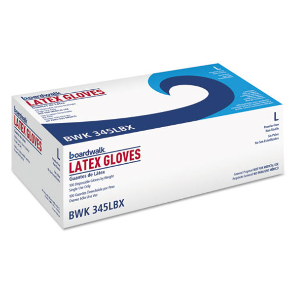 General-Purpose Latex Gloves, Natural, Large, Powder-Free, 4.4 mil, 1,000/Carton