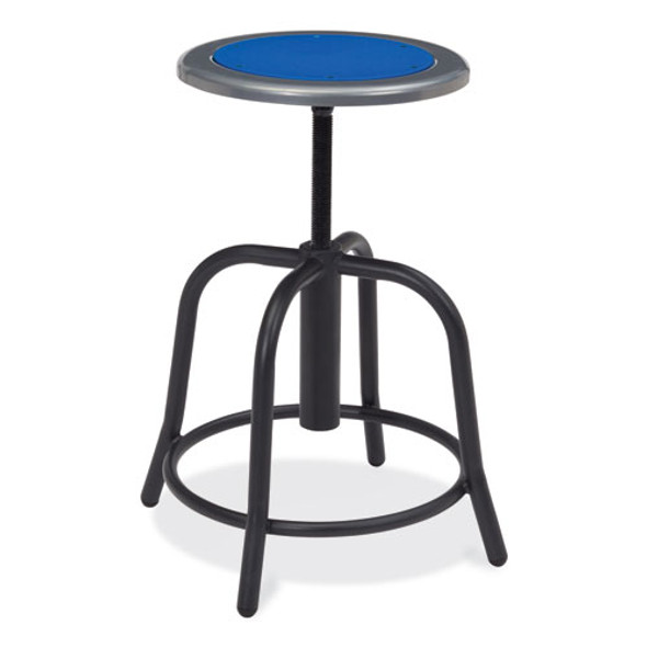 6800 Series Height Adjustable Metal Seat Stool, Supports Up to 300 lb, 18" to 24" Seat Height, Persian Blue Seat/Black Base