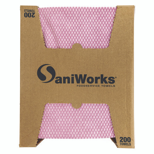Choice Counter Foodservice Wiper, 1-Ply, 12 x 21, Pink/White, 200/Carton
