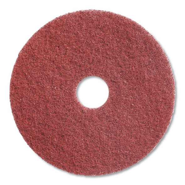 High-Traffic Twister Floor Pad, 13" Diameter, Red, 2/Carton