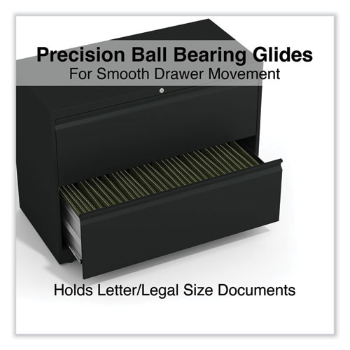 Lateral File, 2 Legal/Letter-Size File Drawers, Black, 36" x 18.63" x 28"