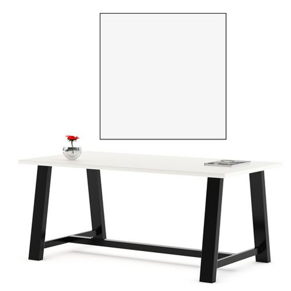 Midtown Dining Table with Four Black Kool Series Chairs, 36 x 72 x 30, Designer White